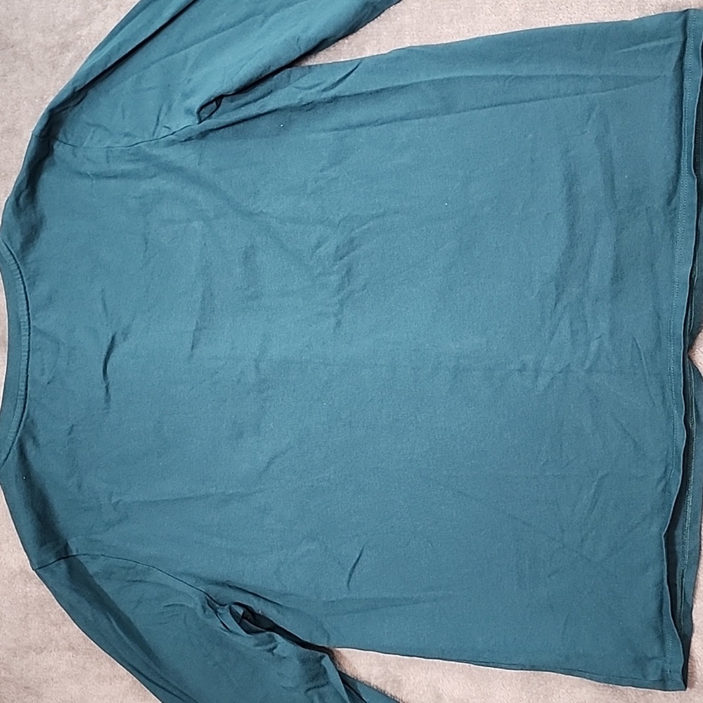 Vintage. L.L. Bean Teal Long Sleeve Shirt. Crew Neck Graphic Design. Size M - Picture 5 of 5
